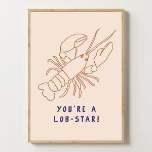 Lobster Art Poster, Lobster Theme Print, Coastal Kitchen Decor, Seafood Wall Print, Nautical Wall Art, Maritime Wall Art Print