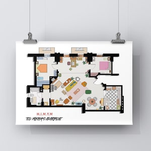 How I Met Your Mother Apartment, Famous TV Show Floor Plan,Wall Decor,Famous TV Show Floor Plan,Art for Residence of Ted Mosby,Ted Mosby image 3