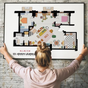 How I Met Your Mother Apartment, Famous TV Show Floor Plan,Wall Decor,Famous TV Show Floor Plan,Art for Residence of Ted Mosby,Ted Mosby image 1