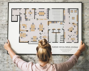 The Office Tv Show,The Office Tv Show Print,The Office Poster,The Office Print,Architectural Print,Dunder Mifflin Floor Plan,Office Plan