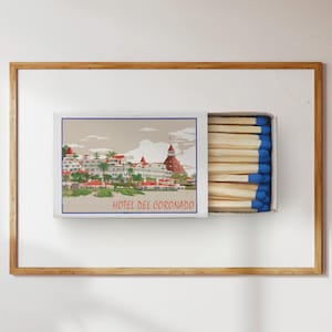 Stampa Matchbox Hotel Del Coronado, Poster Coronado Island, Poster Matchbox Coronado San Diego, Decorazione murale Matchbox, Regali per la casa