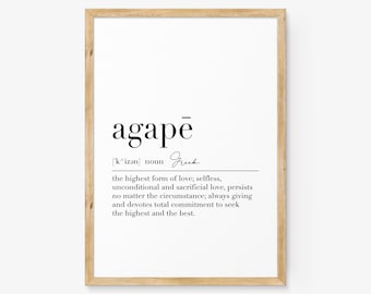 Agape Definition Print, Greek Definition Poster, Nordic Print, Printable Wall Art, Agape Typography Print, Birthday Present