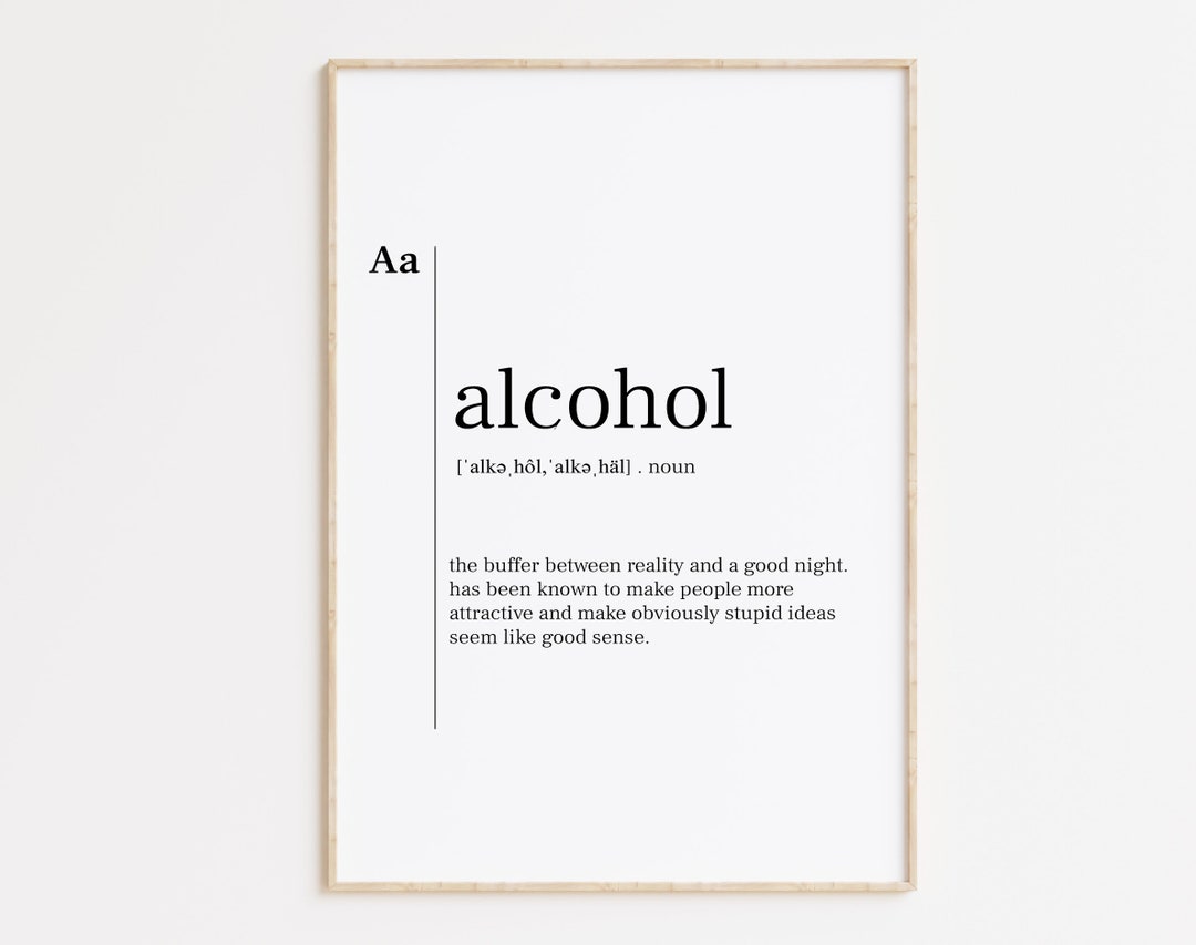 Alcohol, Alcohol Print, Alcohol Definition Print, Dictionary Print