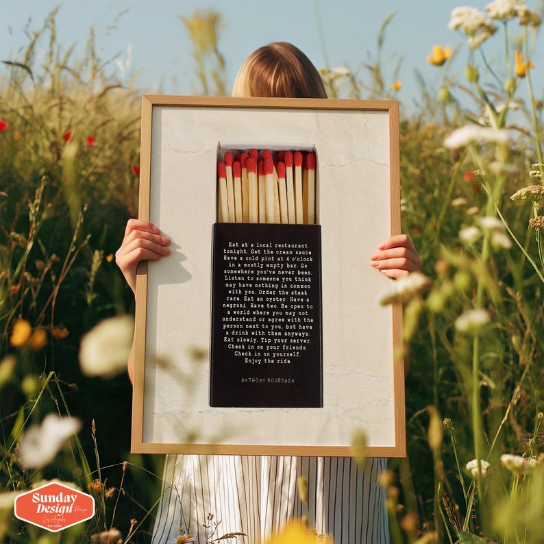 Eat at Local Anthony Bourdain Matchbox Quote Print, Kitchen Quotes Wall Artwork, Bourdain Poster image 2