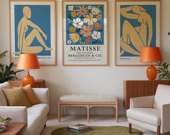 Set Of 3 Matisse Exhibition  Nu Bleu, Matisse Blue Poster, Matisse Exhibition Wall Art, Home Decor, Kitchen Wall Art, Nu Bleu, Flower Market