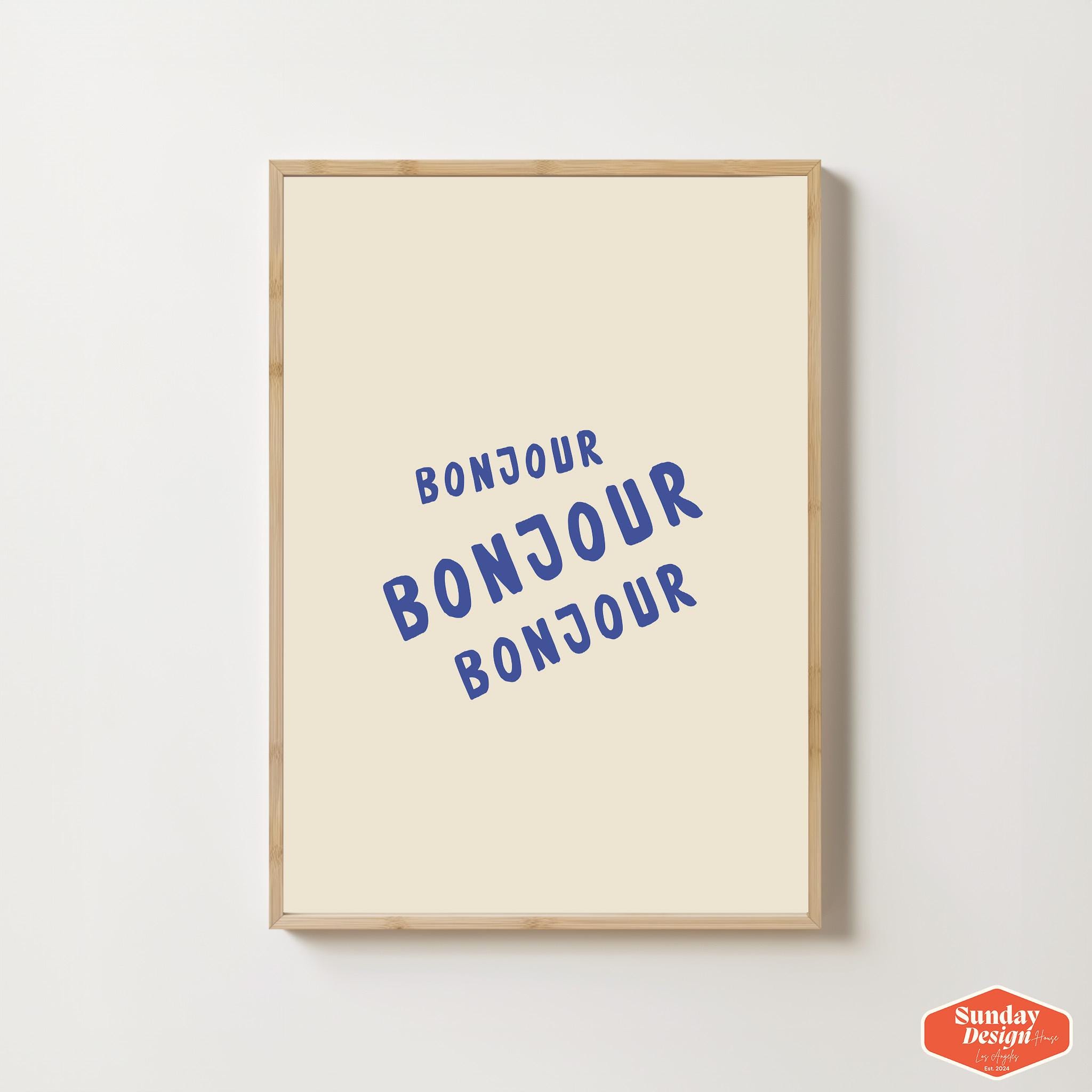 Bonjour Poster, French Wall Art, Bonjour Wall Art Print, Modern Wall Decor, Aesthetic Home Decor, Vintage Style Poster, Gallery Wall Art