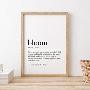 Bloom Poster, Bloom Definition Print, Motivational Poster, Bloom Quote ...
