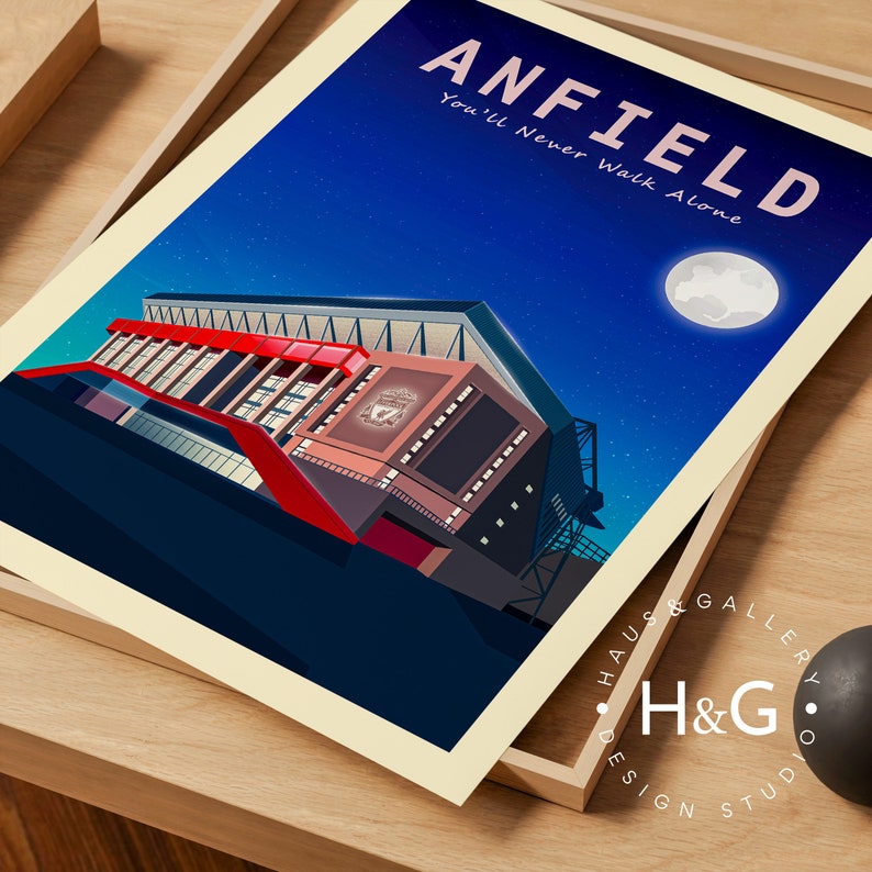Anfield Liverpool Stadium-affisch, Liverpool-affisch, Detta är Anfield, Liverpool FC, Fotbollstryck, Du kommer aldrig att gå ensam, Liverpool-present bild 7