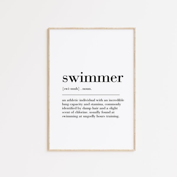 Swimmer Definition, Swimmer Sign, Swimmer Wall Decor, Swimmer Definition Print, Swimmer, Swimmer Print, Swimmer Poster, Summer Poster
