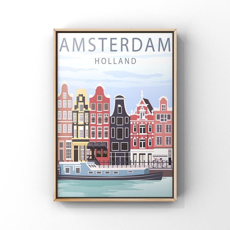 Amsterdam Poster Amsterdam Print Travel Poster City Prints | Etsy