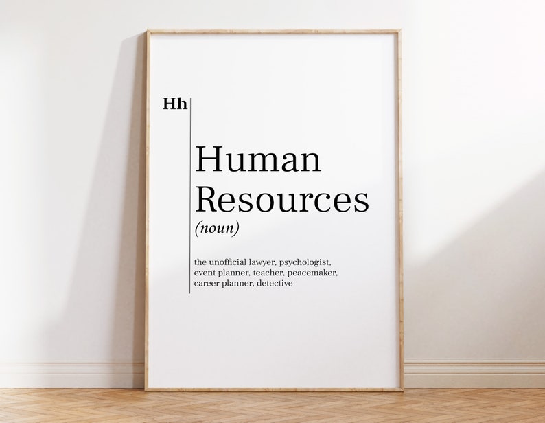 Human resources definition print definition poster human etsy