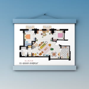 How I Met Your Mother Apartment, Famous TV Show Floor Plan,Wall Decor,Famous TV Show Floor Plan,Art for Residence of Ted Mosby,Ted Mosby image 4