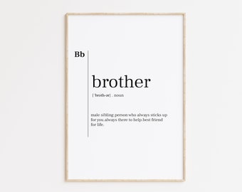 Brother Definition, Minimalist Print, Brother, Brother Gift, Definition Poster, Gift For Brother, Definition Print, Brother Wall Art