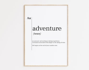 Adventure Poster, Adventure Definition  Print, Adventure Definition Poster, Adventure Nursery Prints, Adventure Wall Decor, Adventure Sign