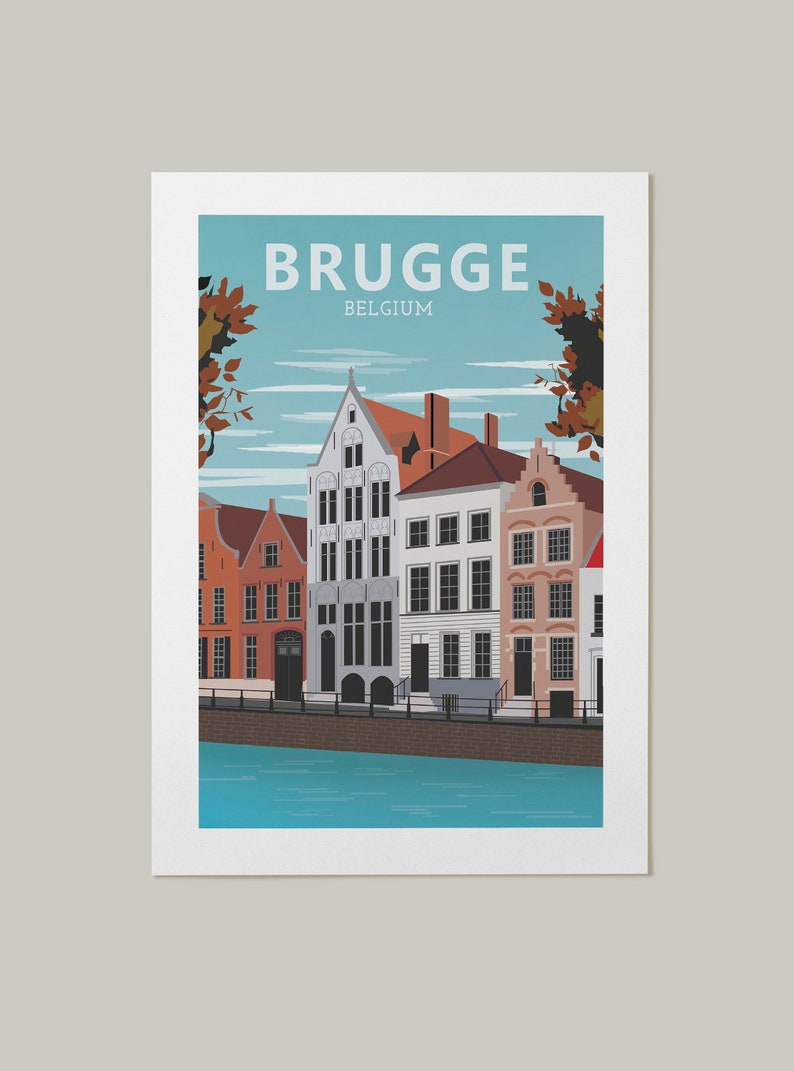 Bruges Travel Poster,Bruges Print,Brugge,Brugge Vintage Travel Poster,Canal Print,Bruges Travel Art,Vintage Belgium Print,Belgium Poster