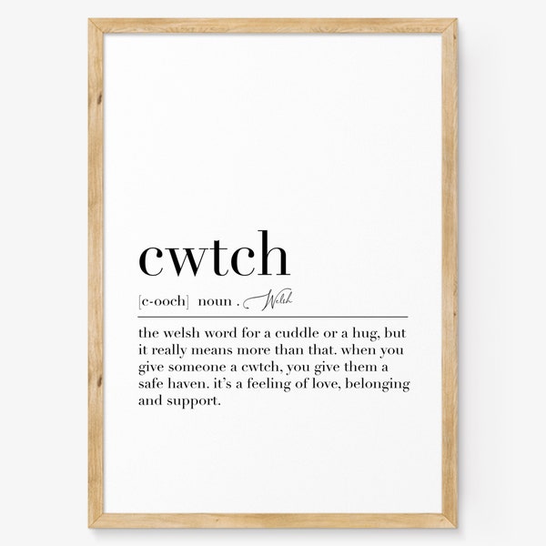 Cwtch Definition Print, Cwtch Poster, Welsh Wall Art, Welsh Print, Cwtch Print, Dictionary Art, Cwtch Sign, Welsh Saying, Nordic Print