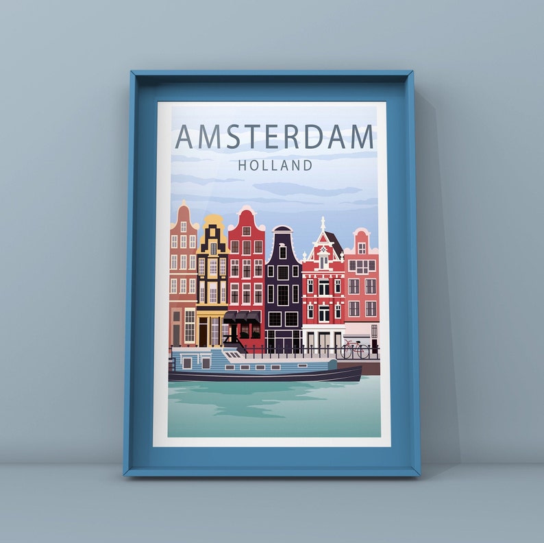Amsterdam Poster Amsterdam Print Travel Poster City Prints | Etsy