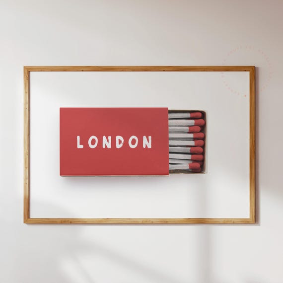London UK Matchbox print, London poster, Modern wall decor, London Uk wall Art, London Home decor, City Matchbox Wall Art