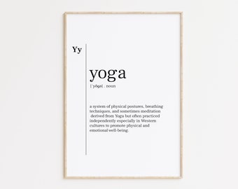 Yoga, Yoga Definition Print, Yoga Poster, Yoga Wall Art, Yoga Quotes, Yoga Gifts, Dictionary Print, Inspirational Print, Yoga Definition