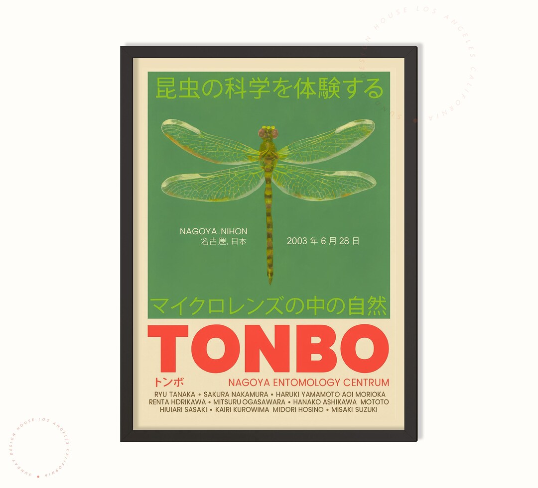 Tonbo Japanese Poster, Vintage Science Wall Art, Retro Dragonfly