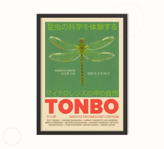 Tonbo Japanese Poster, Vintage Science Wall Art, Retro Dragonfly