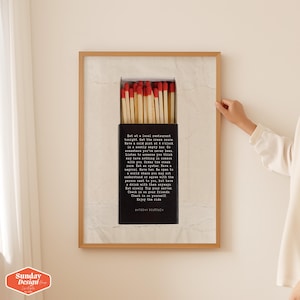 Eat at Local Anthony Bourdain Matchbox Quote Print, Kitchen Quotes Wall Artwork, Bourdain Poster image 5