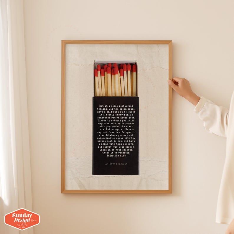 Eat at Local Anthony Bourdain Matchbox Quote Print, Kitchen Quotes Wall Artwork, Bourdain Poster image 5