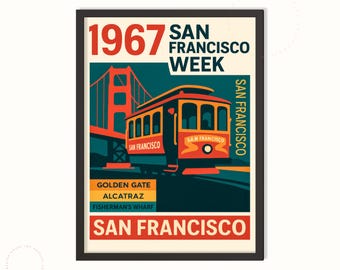 1967 San Francisco USA Week Fashion Print: Retro Midcentury Art Poster