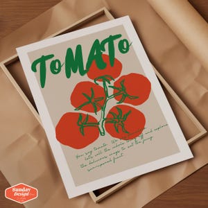 Cartaz de arte de tomate, arte de culinária italiana, decoração de parede de cozinha italiana, impressão de arte de ilustração de tomate, presentes de inauguração de casa