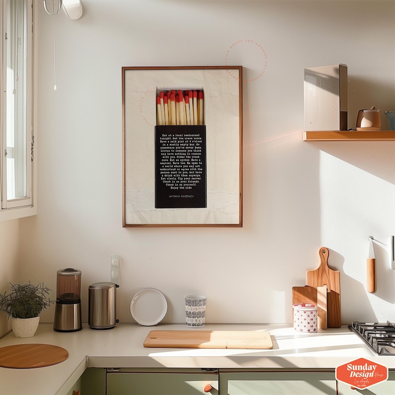 Eat at Local Anthony Bourdain Matchbox Quote Print, Kitchen Quotes Wall Artwork, Bourdain Poster image 6