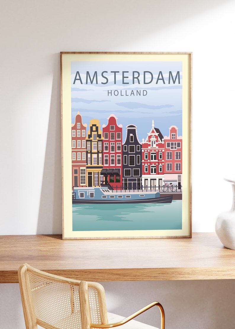 Amsterdam Poster Amsterdam Print Travel Poster City Prints - Etsy