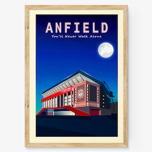 Anfield Liverpool Stadium-affisch, Liverpool-affisch, Detta är Anfield, Liverpool FC, Fotbollstryck, Du kommer aldrig att gå ensam, Liverpool-present bild 1