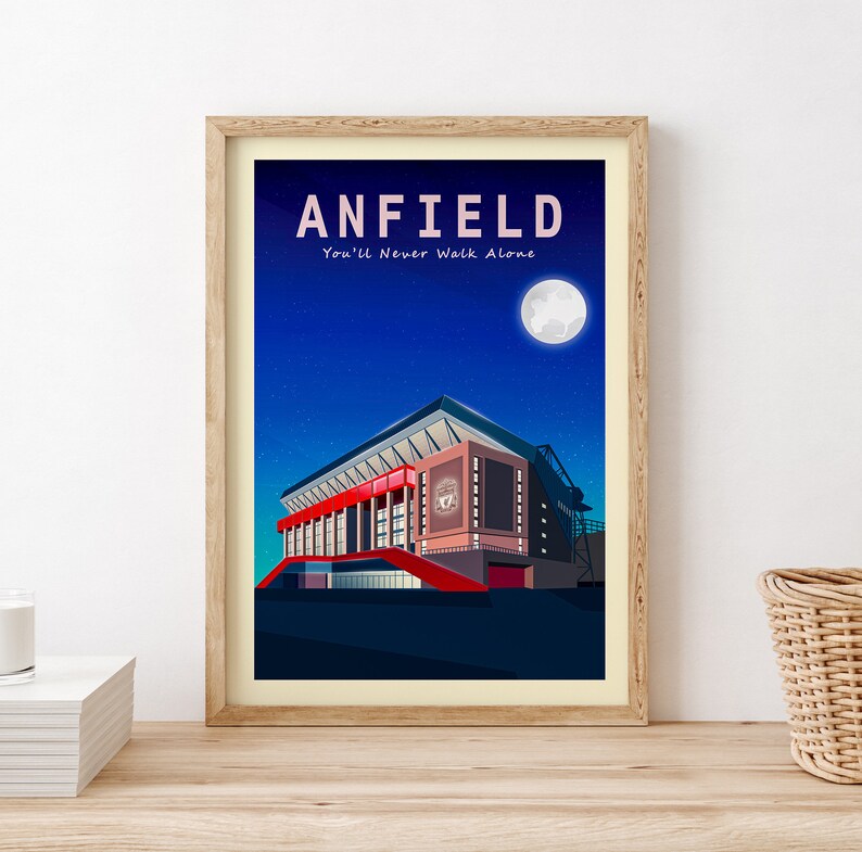 Anfield Liverpool Stadium-affisch, Liverpool-affisch, Detta är Anfield, Liverpool FC, Fotbollstryck, Du kommer aldrig att gå ensam, Liverpool-present bild 2