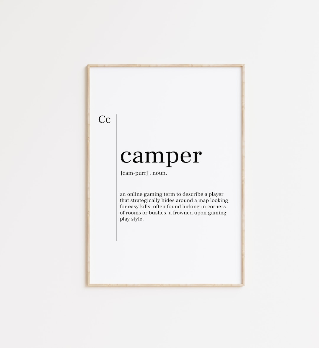 Camper Definition Poster Gaming Prints Gaming Quotes Gamer Etsy