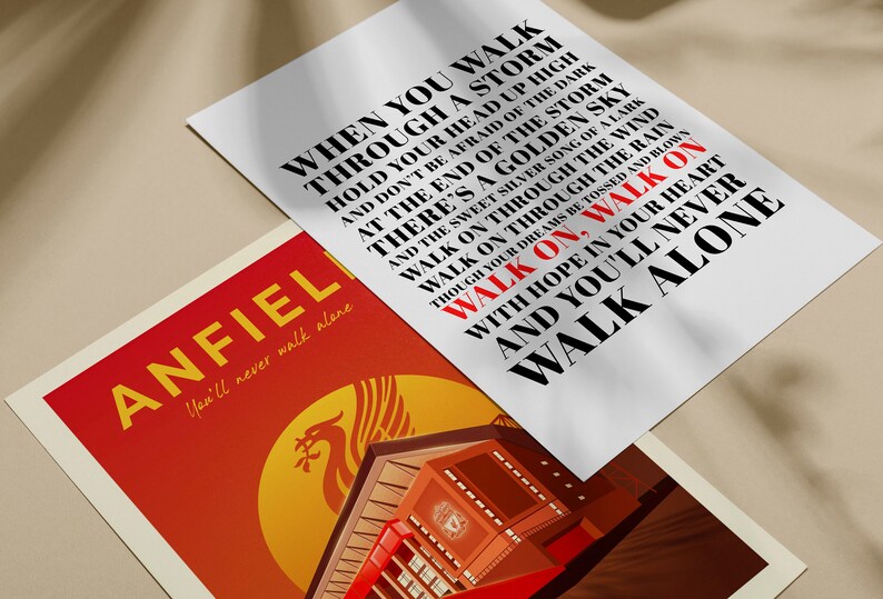 Liverpool Print, Gerry and the Pacemakers Inspired, Liverpool Fan, Football Print, Lyrics Print, Music Poster, You'll Never Walk Alone image 5
