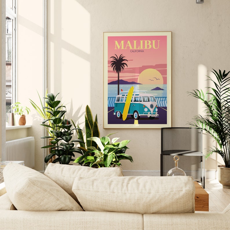 Malibu Travel Print-poster Malibu Poster California Malibu - Etsy