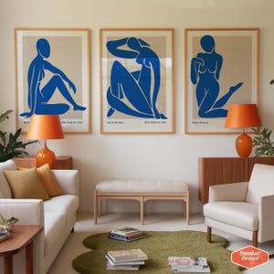 Matisse Set Of 3 Exhibition  Nu Bleu, Poster, Matisse Exhibition Wall Art, Home Decor, Kitchen Wall Art, Nu Bleu, Female Body Print