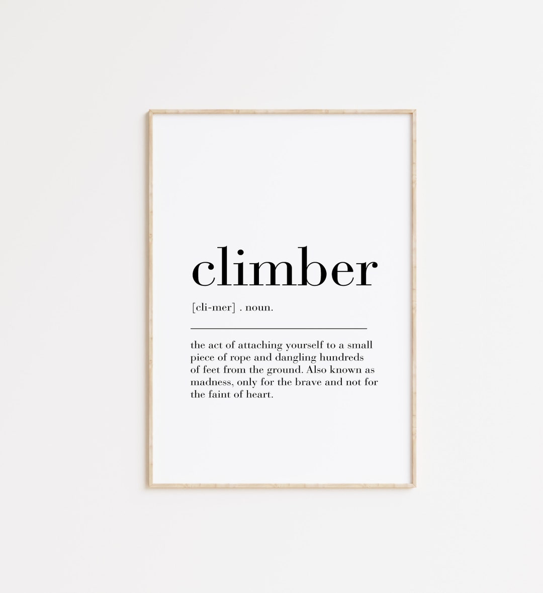 Climber Definition, Climber Poster, Climber Print, Gift for Climber