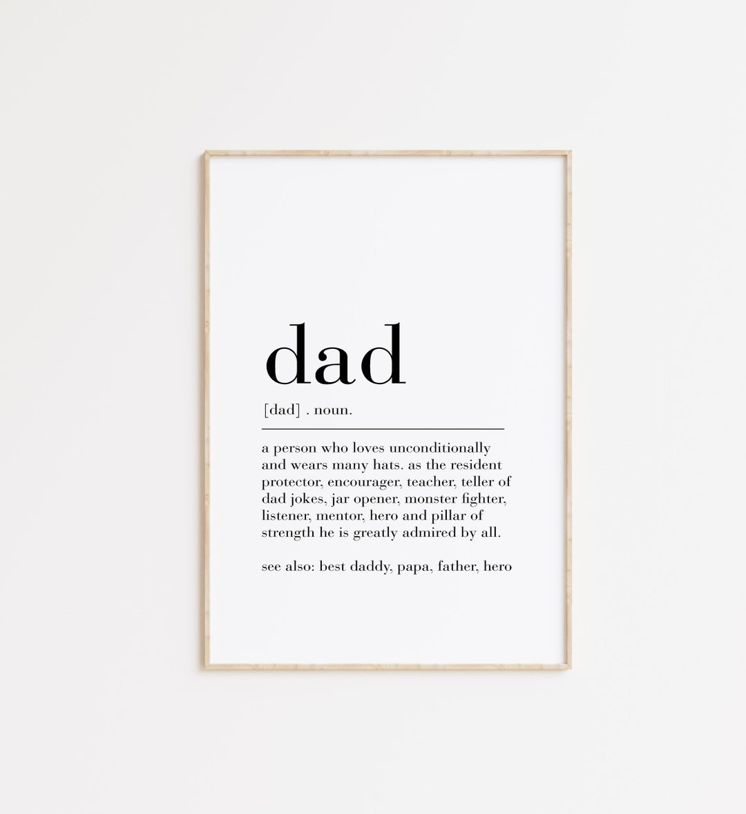 Dad Definition Print, Dad Gifts, Dad Definition Poster, Fathers Day ...