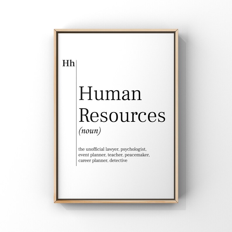Human resources definition printdefinition posterhuman etsy