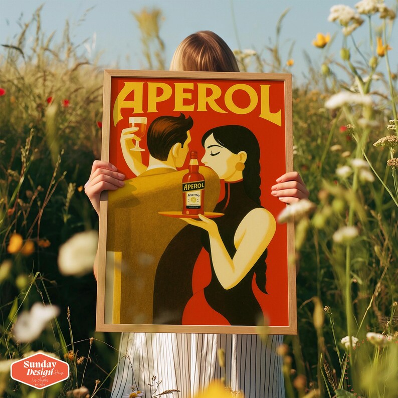 Red Aperol Spritz Art, Retro Bar Wall Art, Italian Cocktail Decor, Vintage Aperitivo Illustration, Cocktail Wall Art, Modern Bar Decor image 7