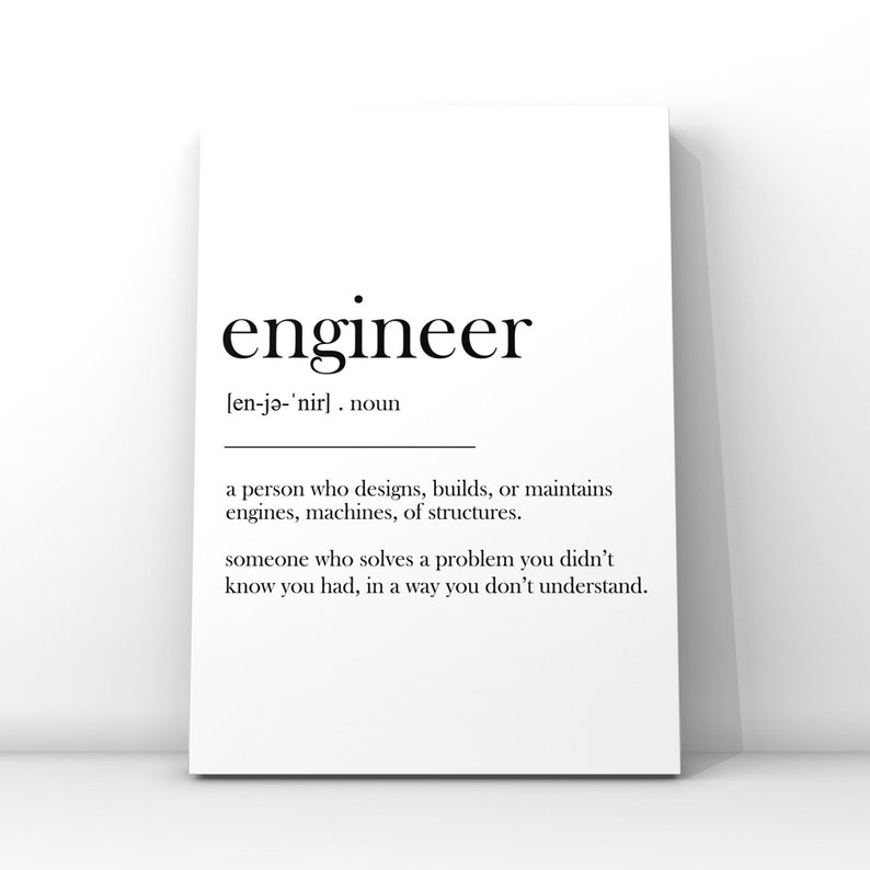 Engineer Definition PrintEngineer PosterDefinition Print Etsy