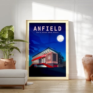 Anfield Liverpool Stadium-affisch, Liverpool-affisch, Detta är Anfield, Liverpool FC, Fotbollstryck, Du kommer aldrig att gå ensam, Liverpool-present bild 8