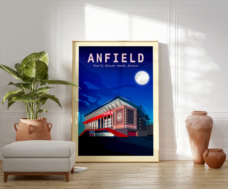Anfield Liverpool Stadium-affisch, Liverpool-affisch, Detta är Anfield, Liverpool FC, Fotbollstryck, Du kommer aldrig att gå ensam, Liverpool-present bild 8