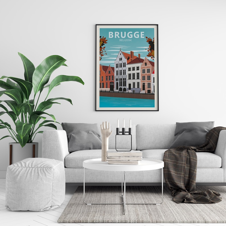 Bruges Travel Poster,Bruges Print,Brugge,Brugge Vintage Travel Poster,Canal Print,Bruges Travel Art,Vintage Belgium Print,Belgium Poster