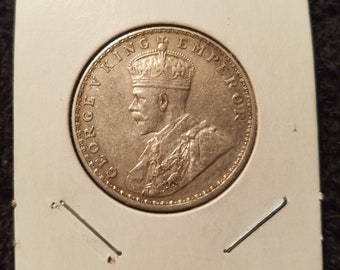 1918 India British Rupee King George V Silver XF KM# 524