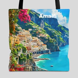Amalfi Coast Italy Tote Bag - World Traveler Series City Skyline - ITB003