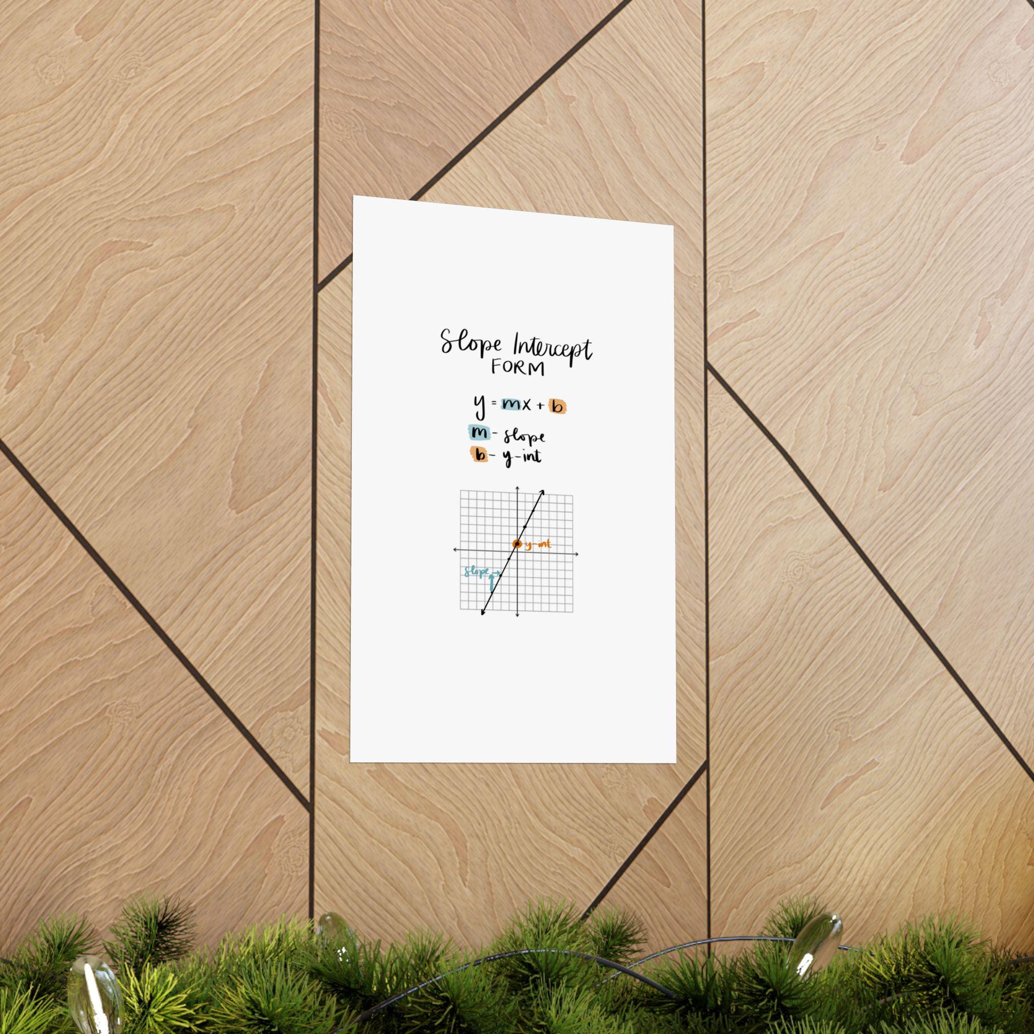 Slope Intercept Form Poster: High School Math Classroom Decor, Cute ...