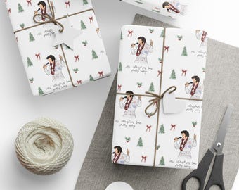 Elvis Presley Wrapping Paper, Christmas Wrap, Funny Christmas Wrapping Paper, Unique Wrapping Paper, watercolor Christmas wrapping paper