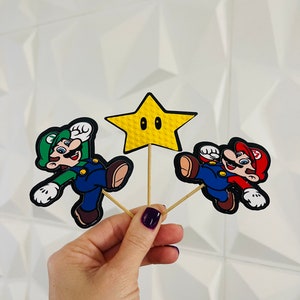 Set of 12 Mario Bros cup cake topper/ Mario Party Decoration